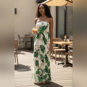 The Webster at Target Green Leaf Print Maxi Dress Size M